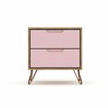 Designed To Furnish Rockefeller 2.0 Nightstand with 2-Drawer in Nature & Rose Pink, 21.65 x 20.08 x 17.62 in. DE2616284